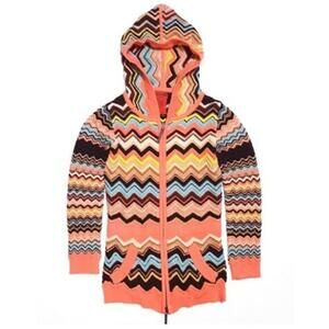 Nwt Missoni for Target Girls Hooded Zig Zag Zip Up Sweater  Large